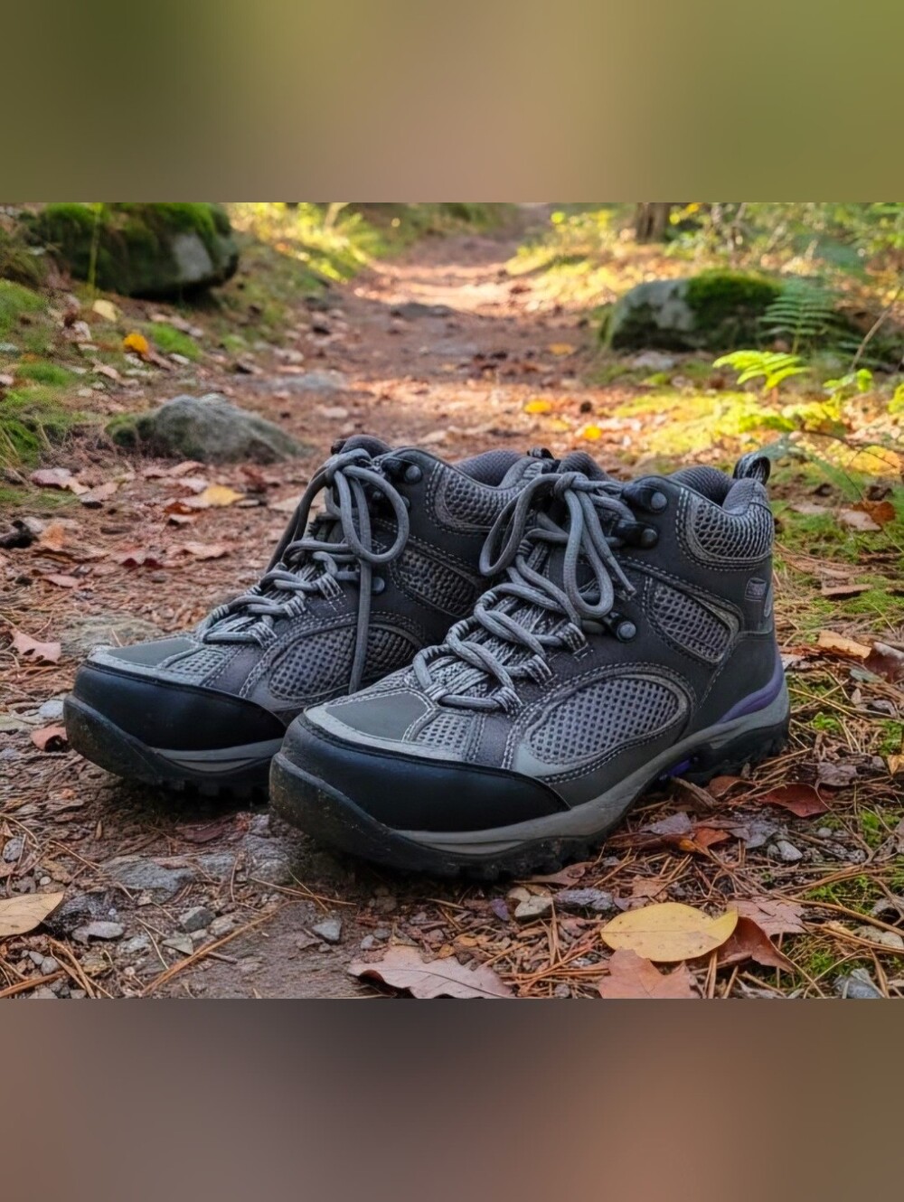 Coleman Gray and Purple Hiking Ankle Boots